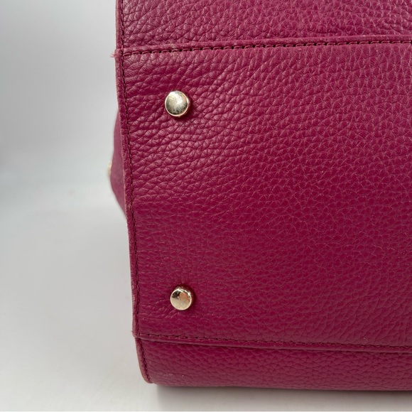 Kate Spade Magenta Pebbled Leather Zip Pocket Satchel Shoulder Bag - Picture 10 of 16